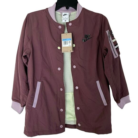 Nike Youth Unisex Button Down Jacket - Size M - Mauve - Picture 1 of 9